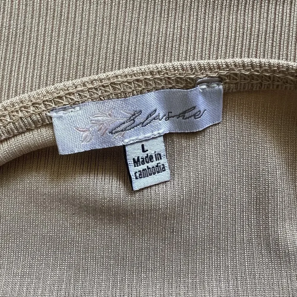 Y2K Beige Ribbed Bustier Crop Lace Trim Y2K Fairy Core Size Women Large - Picture 5 of 6